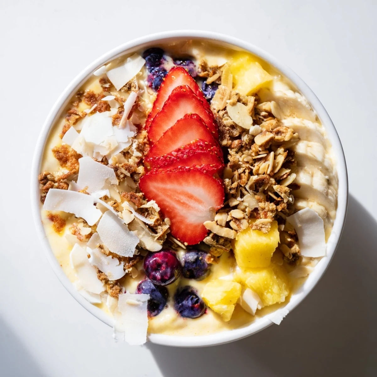 Frozen Breakfast Smoothie Packs ready to blend; imagine colorful fruit and creamy yogurt bowls.