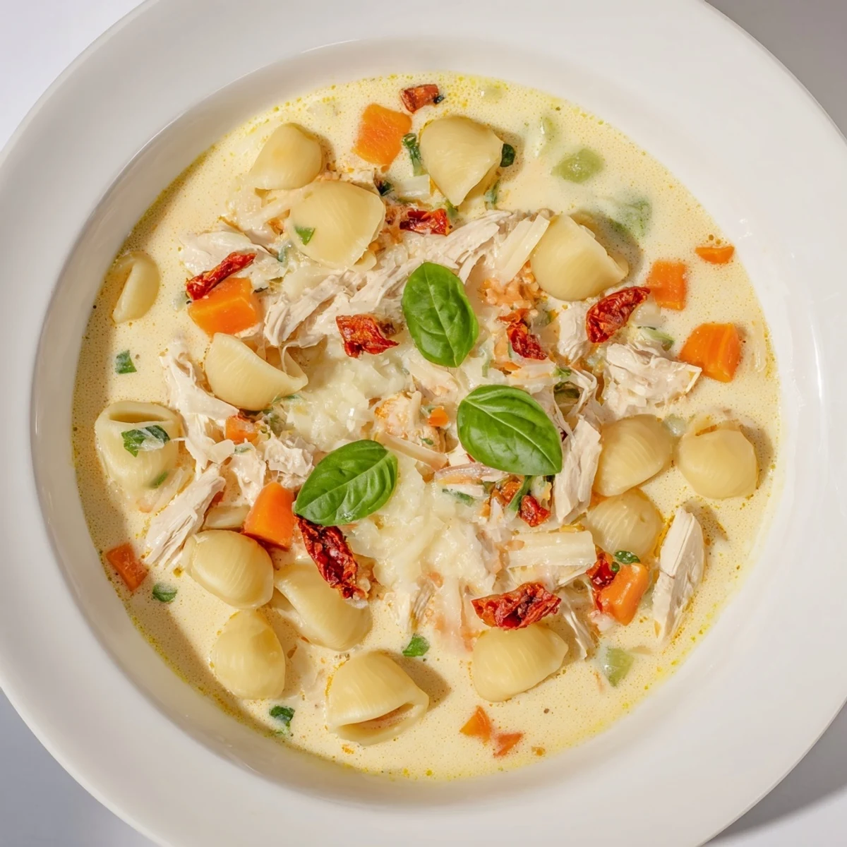 Hearty Marry Me Chicken Soup, Italian-American favorite, featuring chicken, Sun-dried tomatoes and pasta.