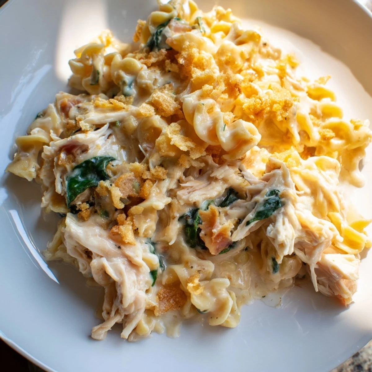 Golden-brown Ritz cracker topping blankets the comforting Marry Me Chicken Casserole filled with creamy sauce.