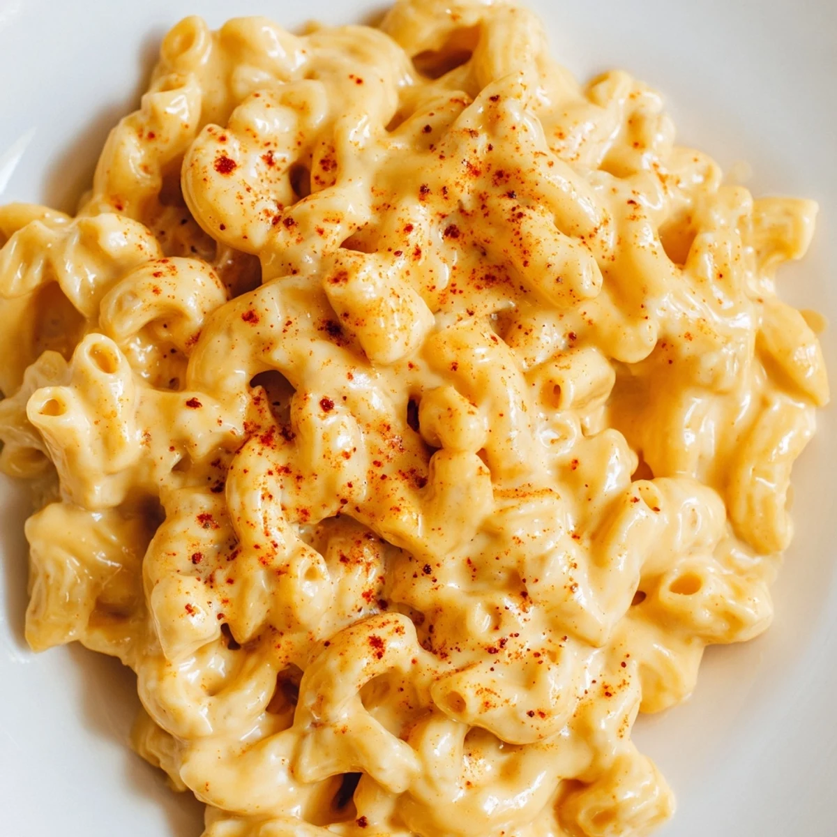 Homemade Tinis Recession Mac featuring melted cheddar and American cheese for a rich, creamy sauce.