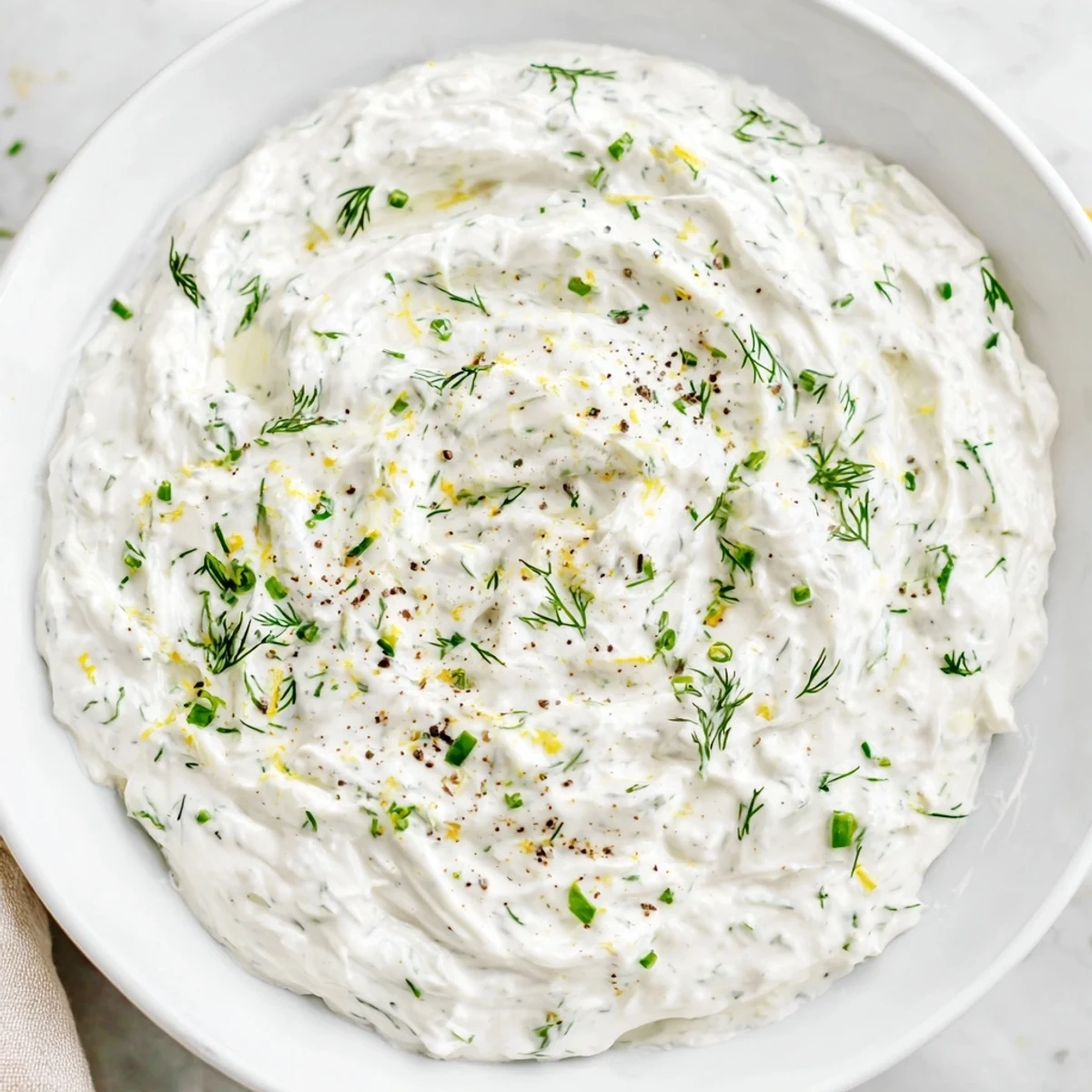 Creamy Greek yogurt ranch dip, studded with fresh herbs, is ready for veggie sticks.