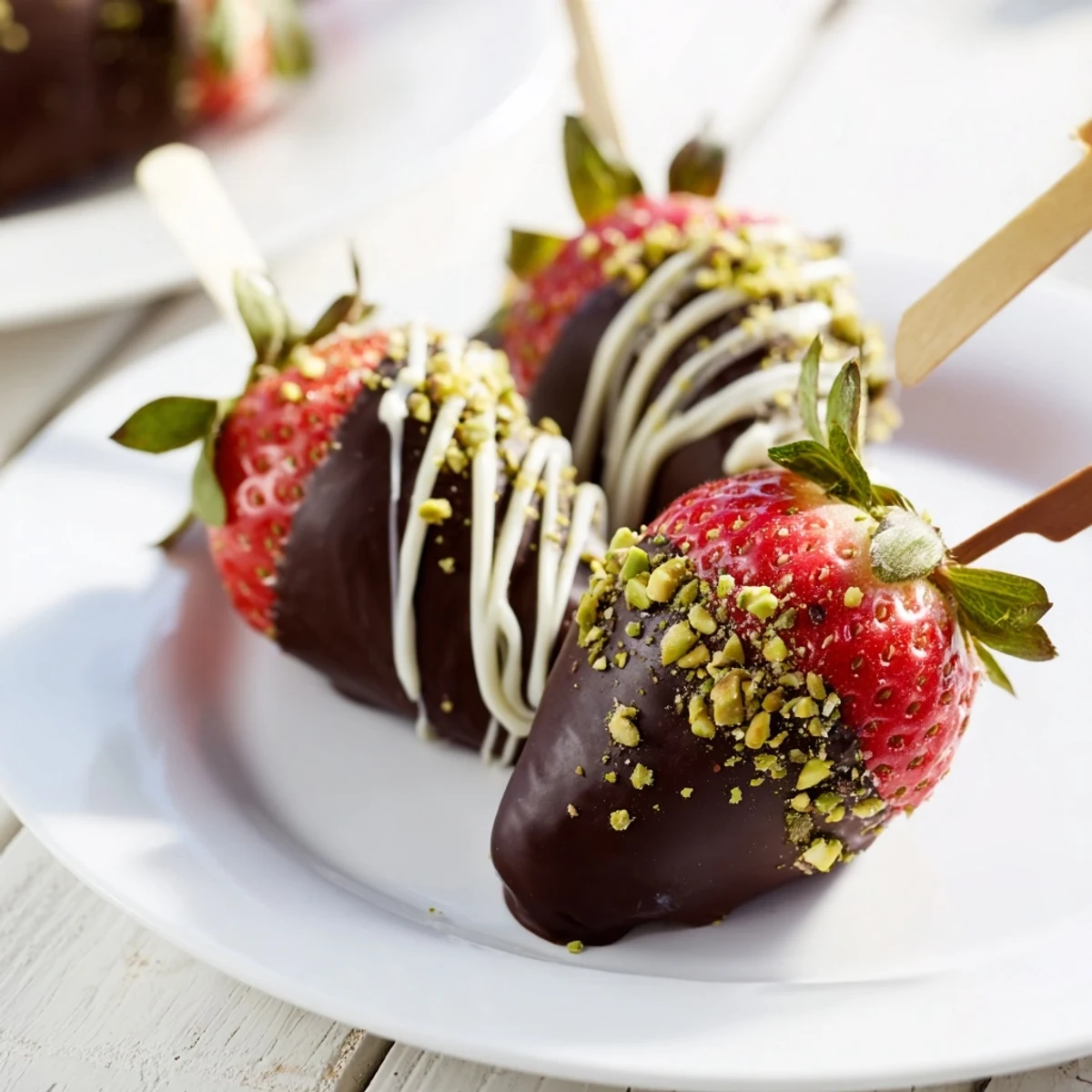 These easy-to-make Chocolate-Dipped Strawberry Skewers present a perfect sweet treat for any occasion.