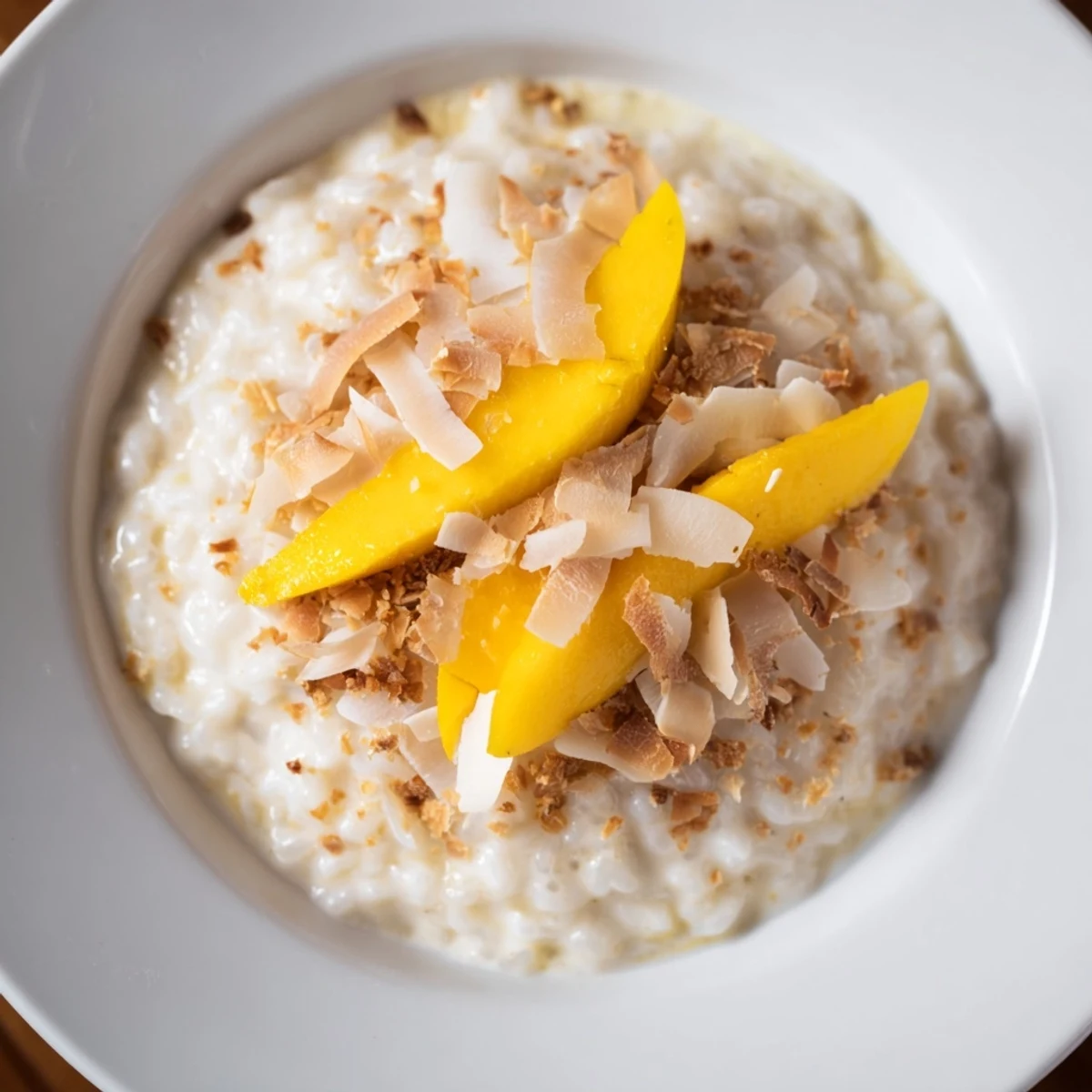 Enjoy a warm bowl of fragrant Toasted Coconut Rice Pudding, a comforting dessert or breakfast.