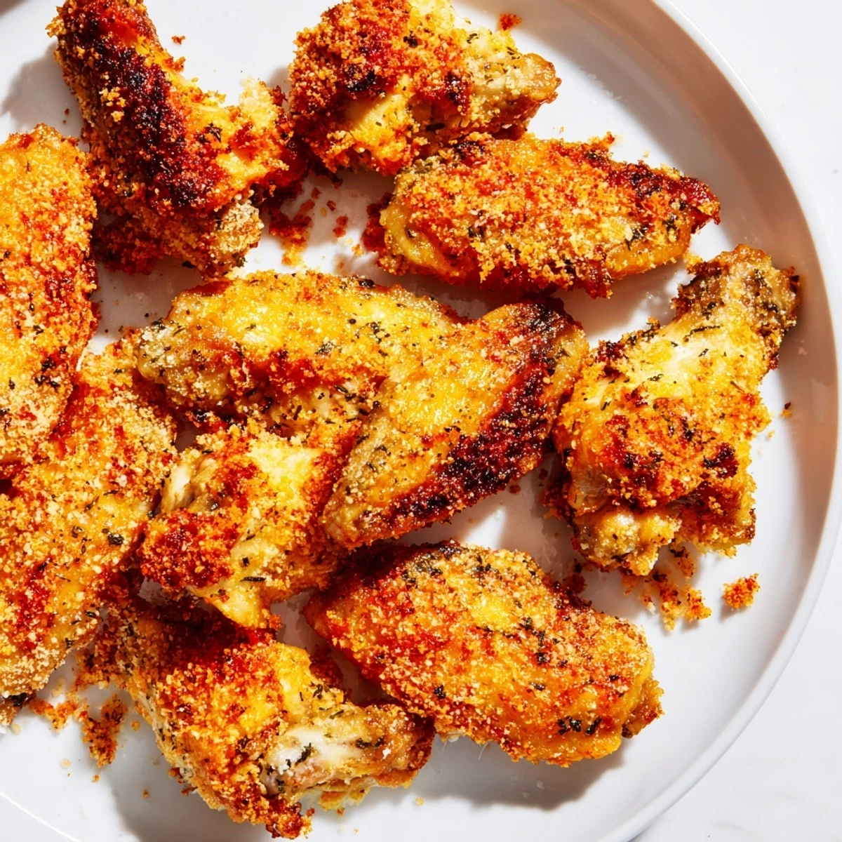 Crispy baked Parmesan chicken wings: golden brown, savory, perfect for game day snacking.