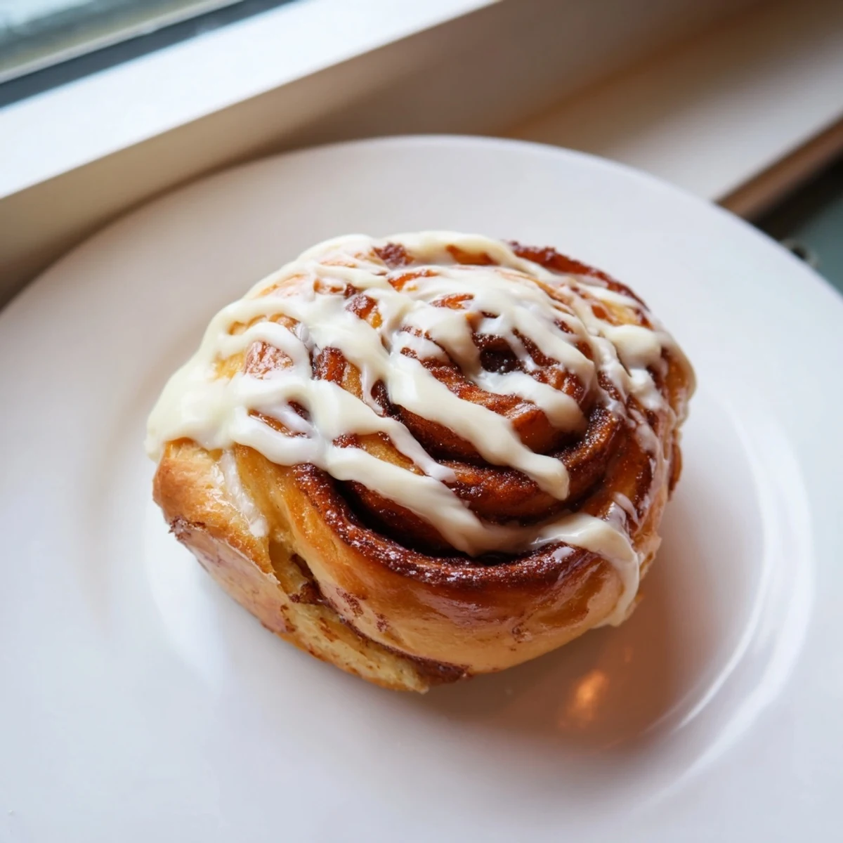 Freshly baked Pillow Soft Cinnamon Rolls, glistening with creamy glaze, arranged on a rustic wooden table for a cozy breakfast spread.