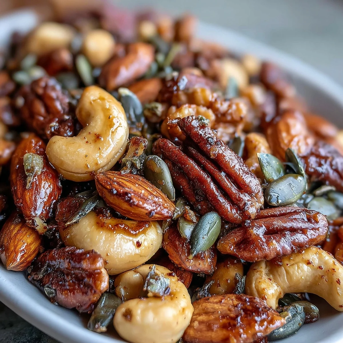 Golden baked Spiced Nuts and Seeds Mix, a crunchy, savory, and slightly sweet medley.