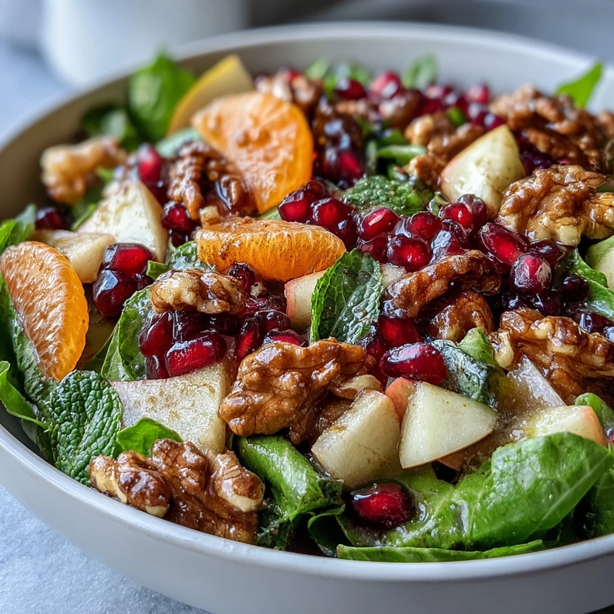 Vibrant pomegranate and walnut salad, a fresh medley perfect for winter.