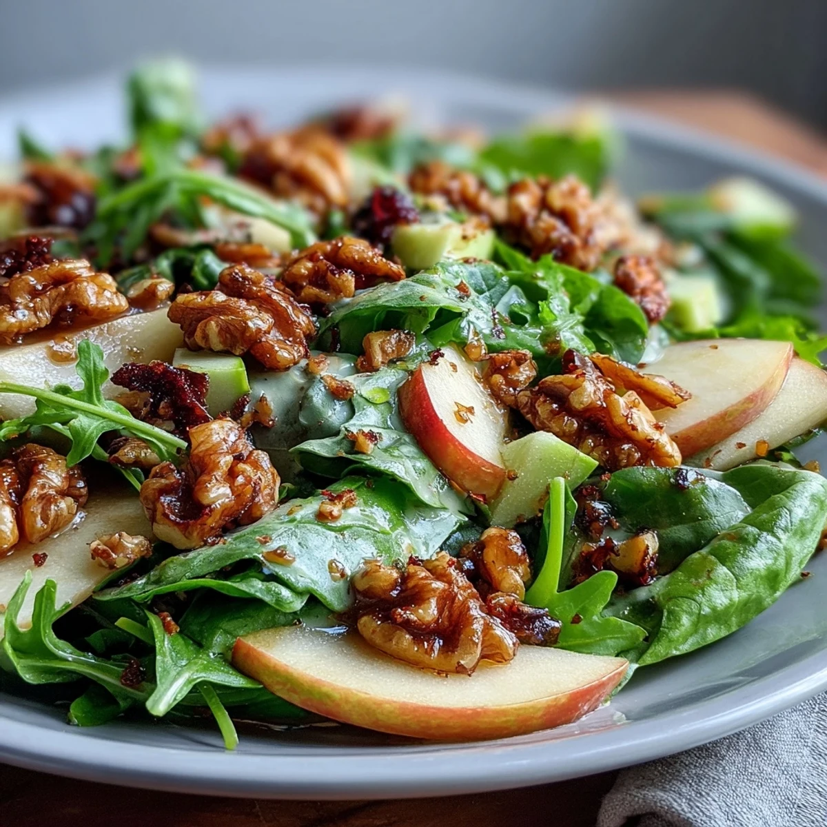 Crisp slices of honeycrisp apple and toasted walnuts tossed in a zesty apple cider vinaigrette over fresh greens.