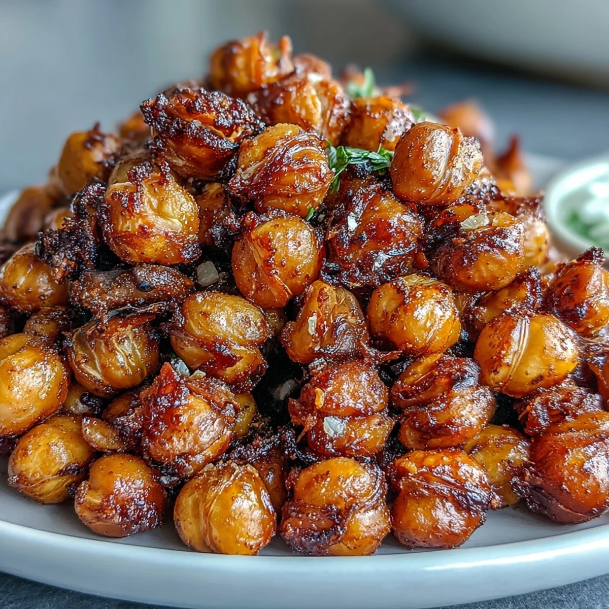 A colorful bowl showcasing perfectly baked Crispy Chickpea Snack, ready to eat.