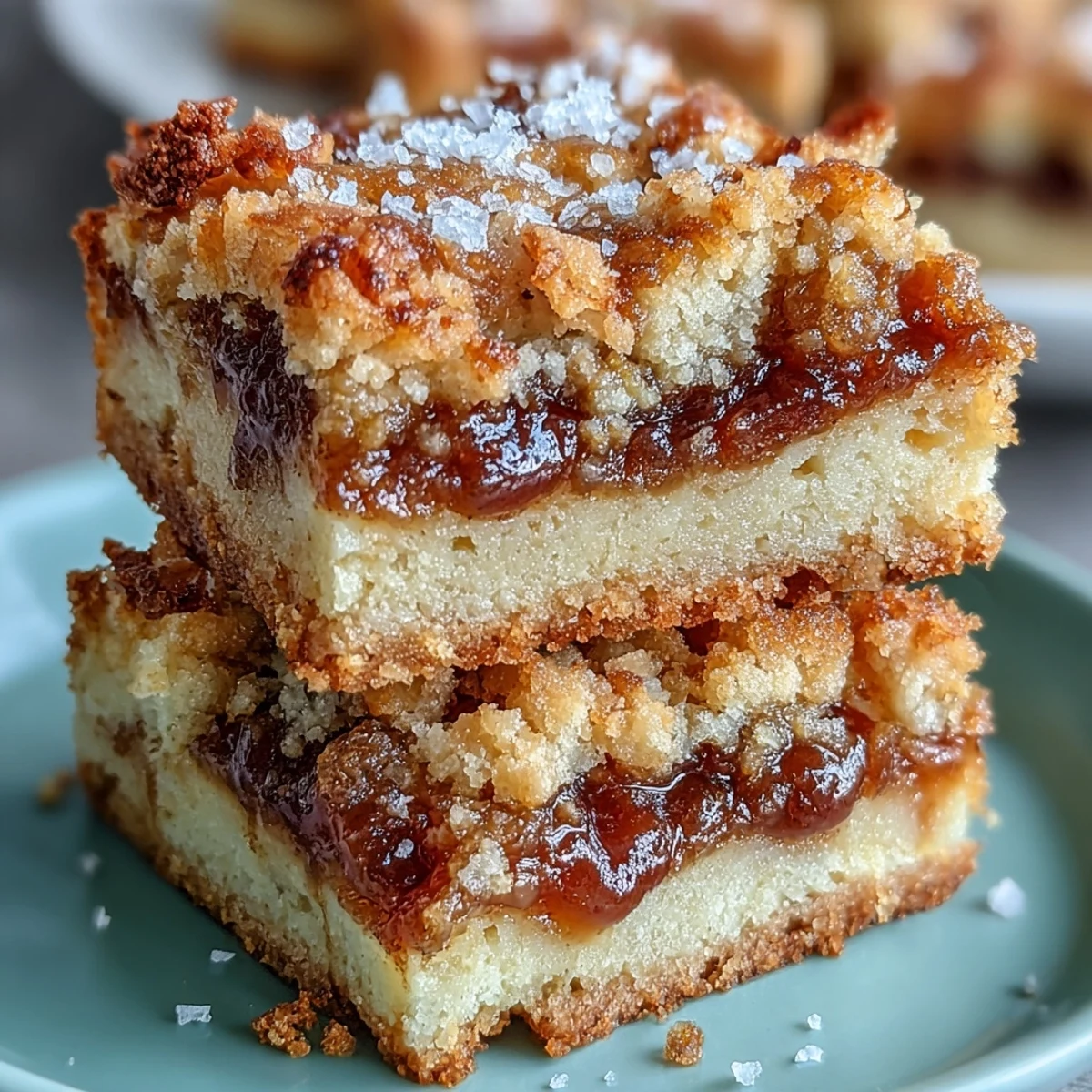 Freshly sliced Guava Cake Bars reveal gooey guava paste layered between buttery cake pieces.