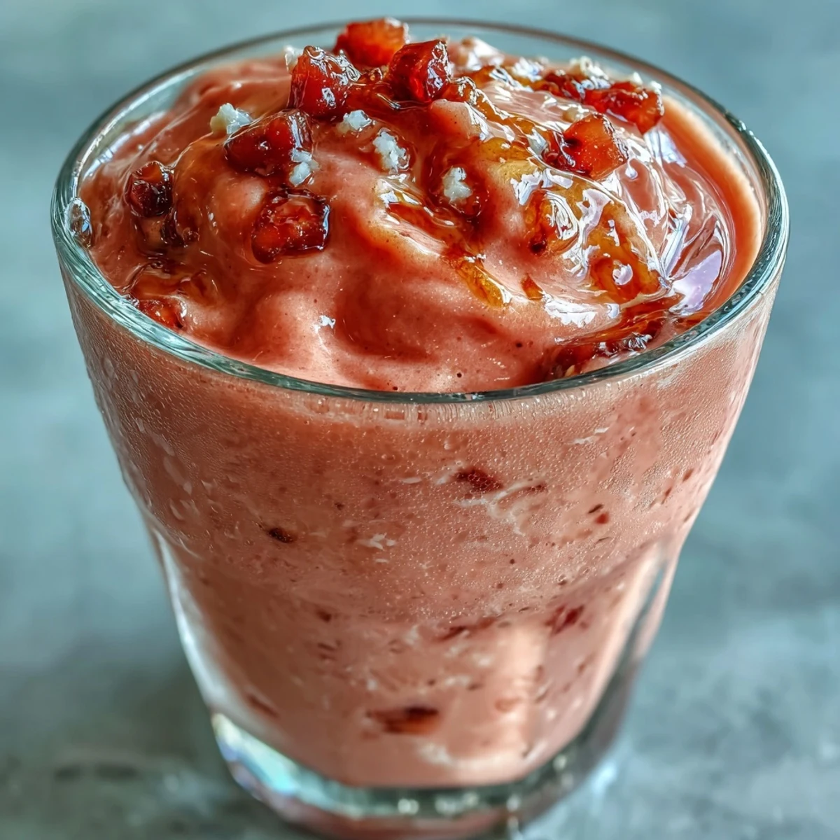 A tall glass of Guava Juice Smoothie garnished with fresh mint, filled with creamy blended fruit and ice.