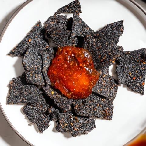 A close-up reveals ingredients for The Volcanic Flow, including spicy red pepper jelly.