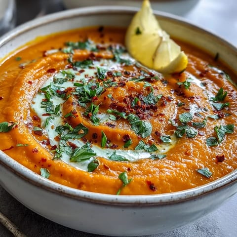 Steam rises from a velvety smooth Carrot, Celeriac and Chilli Soup served beside crusty gluten-free bread for dipping.