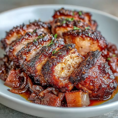Fork-tender pork shoulder roasted with aromatic ginger and garlic, paired with bright orange-kissed rhubarb for a savory sweet main dish.