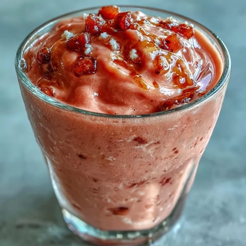 A tall glass of Guava Juice Smoothie garnished with fresh mint, filled with creamy blended fruit and ice.