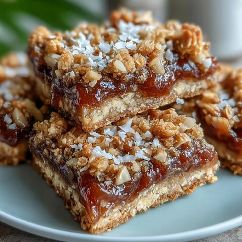 Sliced Guava Jam Bars reveal pink guava jam and macadamia nuts with a serving suggestion.