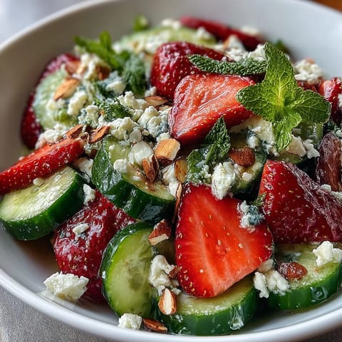Cucumber Strawberry Mint Salad