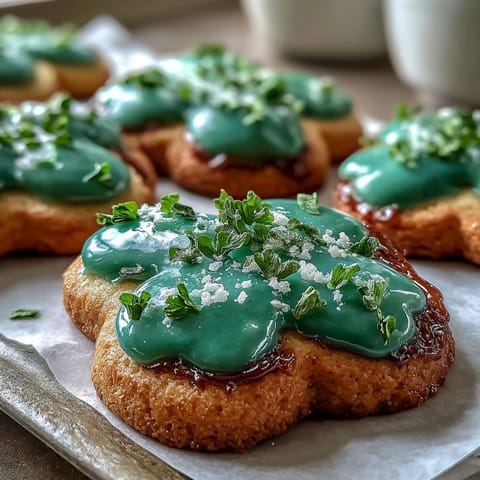 Festive St. Patrick's Day sugar cookies with buttery texture and glossy green icing, ideal for holiday gatherings.
