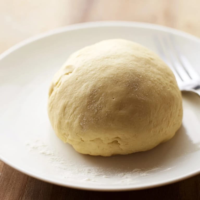 A close-up of soft, elastic homemade pizza dough, ready to be rolled out for a delicious dinner.