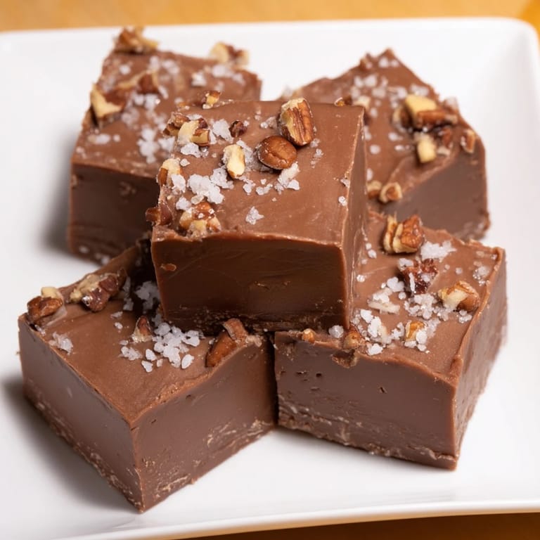 Homemade Easy Chocolate Fudge, cut into squares, showcasing a wonderfully smooth and fudgy texture.