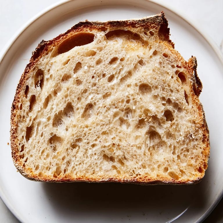Homemade The Best Easy No-Knead Bread with a bubbly surface, perfect for enjoying with cheese.
