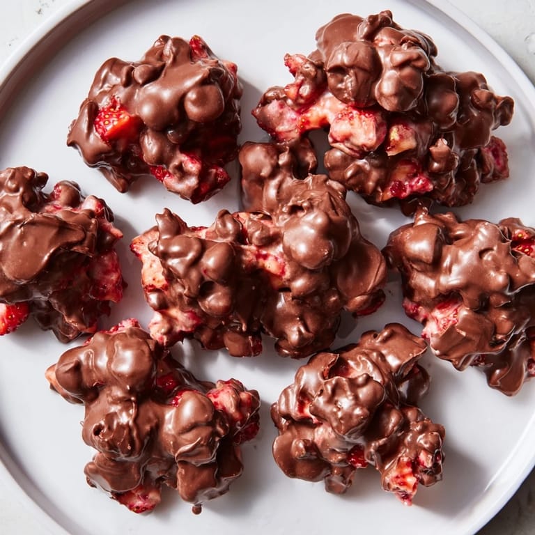 Enjoy the sweetness with delectable Strawberry Yogurt Clusters, a frozen treat with chocolate.