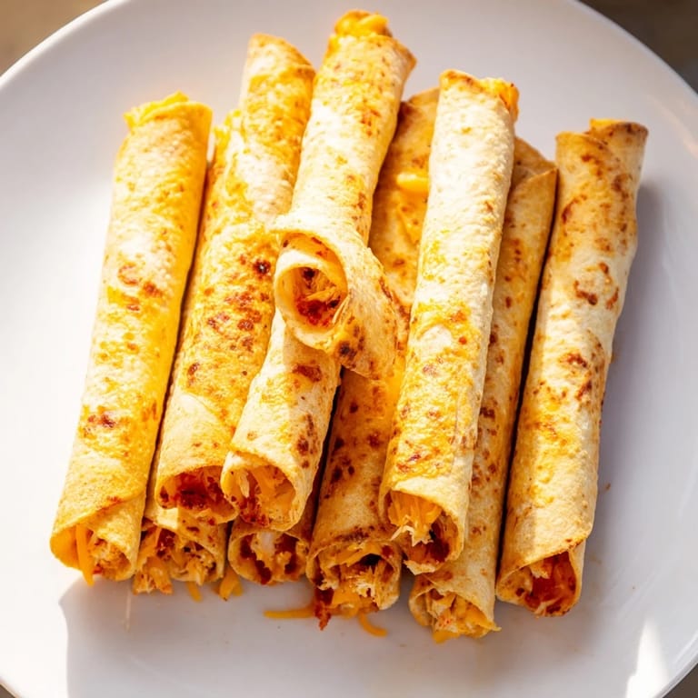 Delicious homemade air fryer taquitos, showcasing the perfectly golden-brown, crunchy tortilla wrapped around a savory filling.