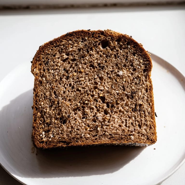 Dark, hearty Estonian Leib Sourdough with a crackling crust, ideal for spreading with butter.
