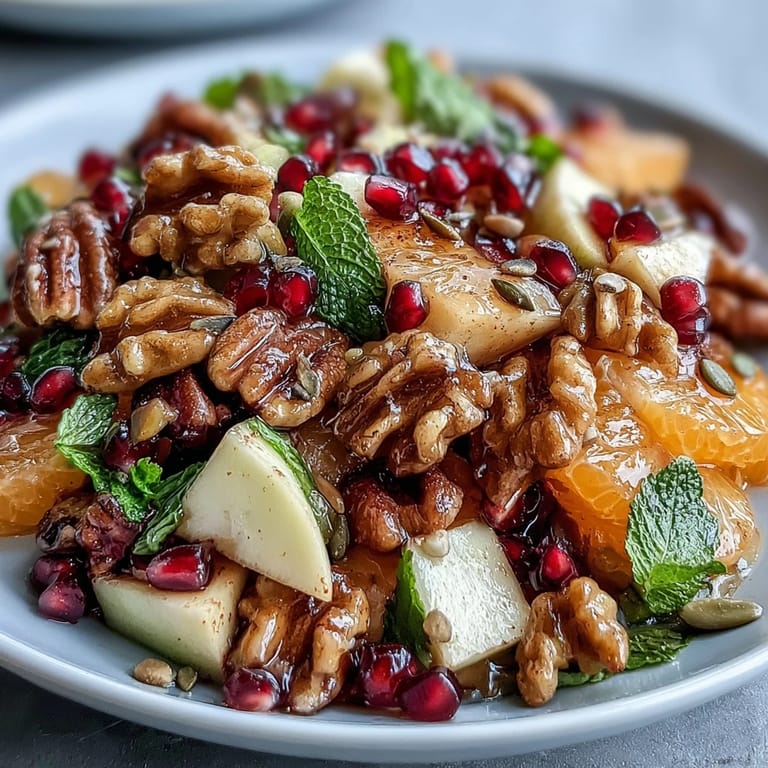 Savory pomegranate and walnut salad, a healthy, easy appetizer or side dish.