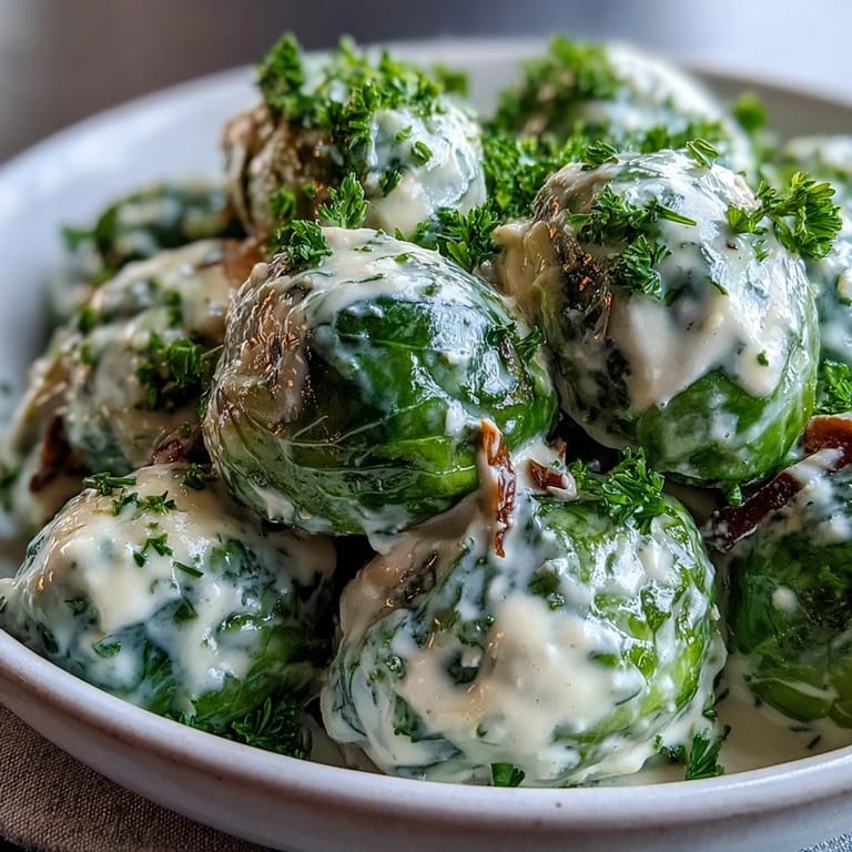 Perfectly cooked Brussels sprouts in a velvety Dijon cream cheese sauce, finished with lemon and parsley for busy weeknight dinners.
