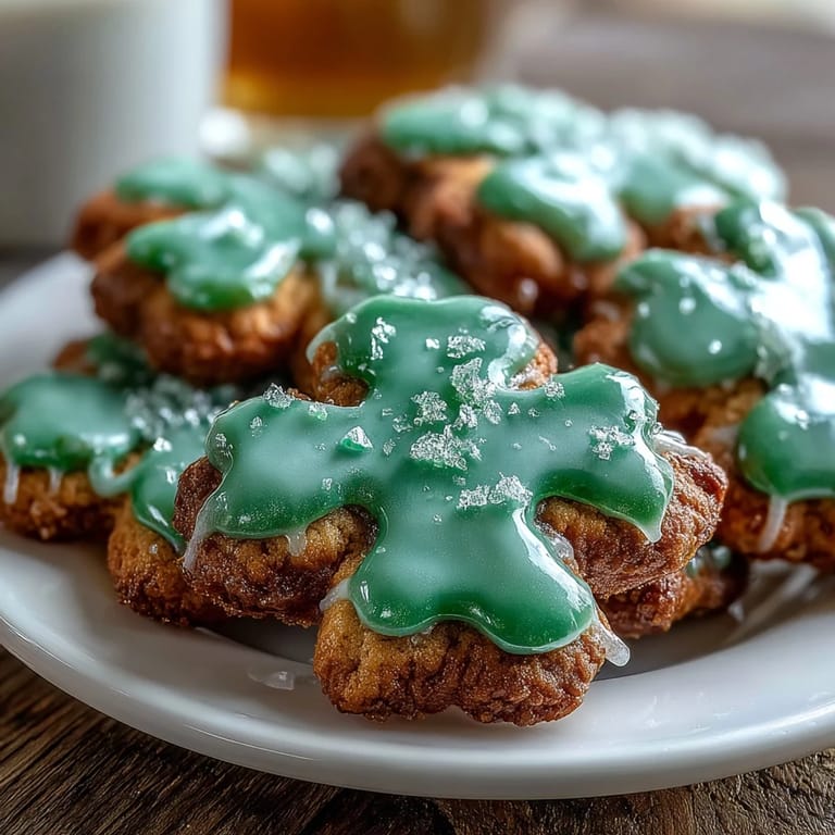 Buttery shamrock sugar cookies topped with smooth green royal icing, a sweet treat for spring festivities.