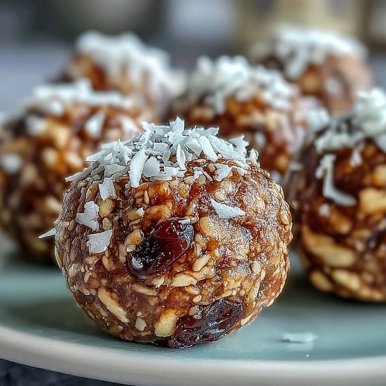Close-up of carrot cake bliss balls, perfectly rolled and ready to eat.