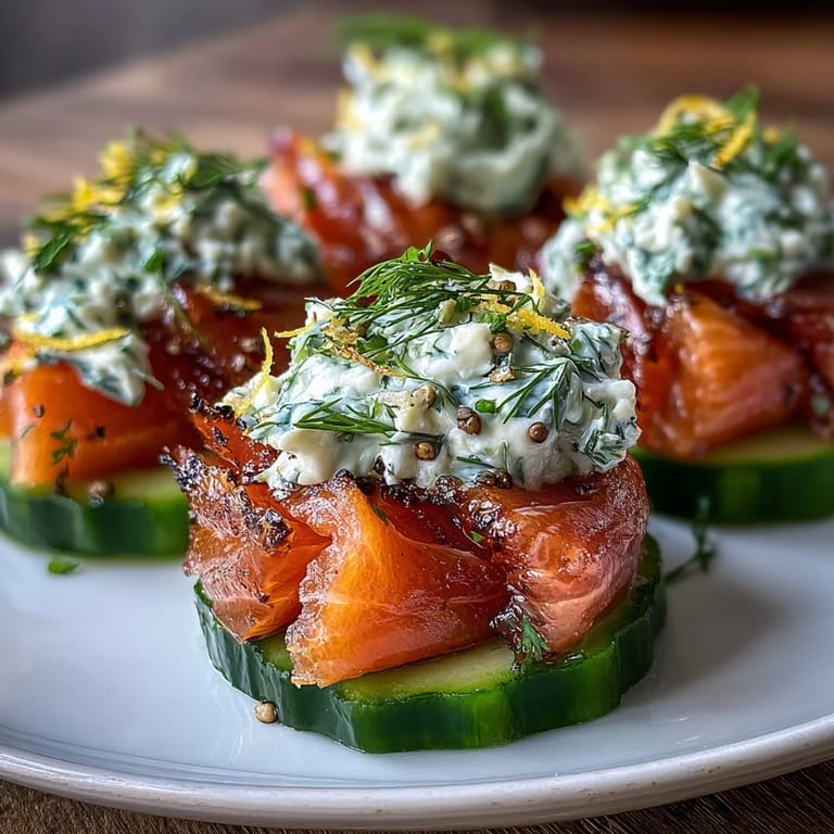 Elegant smoked salmon cucumber bites, a perfect gluten-free appetizer for any gathering.