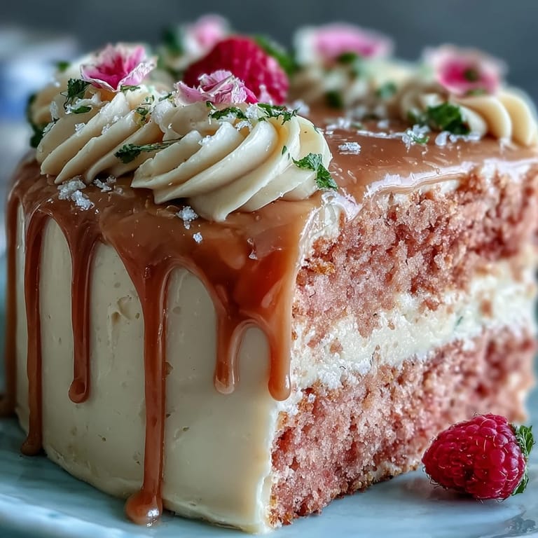 Gorgeous Bridal Shower Rosé Velvet Cake, delicately frosted and drizzled.