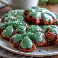 Shamrock-shaped sugar cookies decorated with vibrant green royal icing, perfect for St. Patrick's Day celebrations.