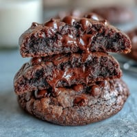 Gooey brownie cookies with chocolate chips, baked to perfection for a rich and chewy dessert treat.  
